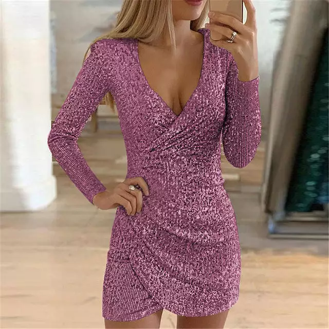 2022 Sexy Women Sequin Dress Short Skirt Mini Dress