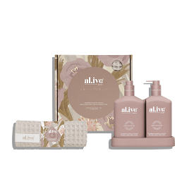 Al.ive Body Wash & Lotion Duo + Waffle Towel Gift Set - Raspberry Blossom & Juniper