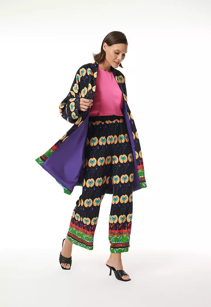 All Over Printed Multicolored Open Jacket