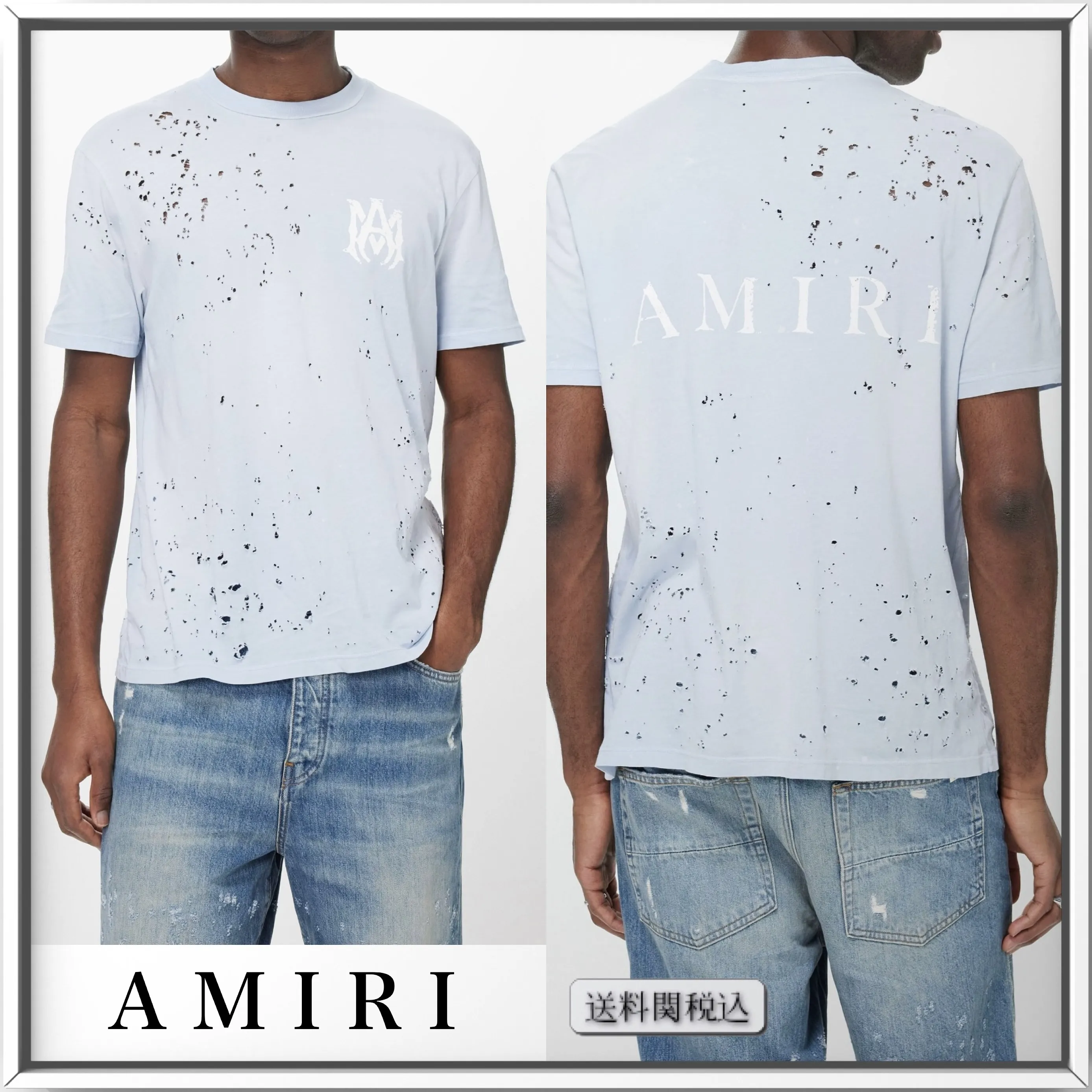 AMIRI  |Crew Neck Street Style Cotton Short Sleeves Logo