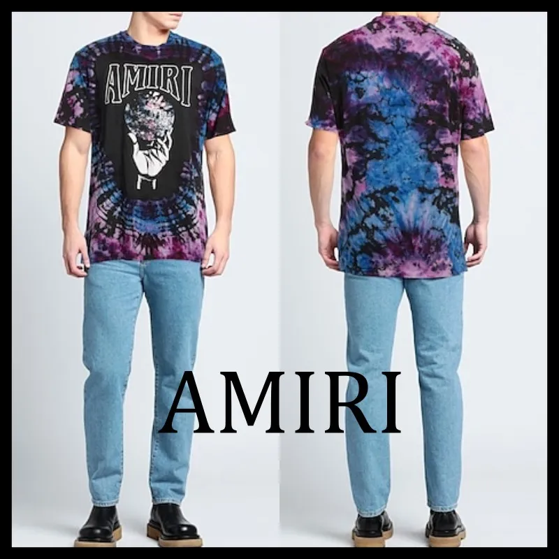 AMIRI  |Unisex Street Style U-Neck Cotton Short Sleeves Logo