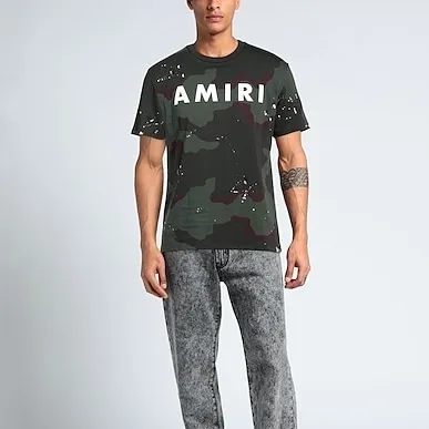 AMIRI  |Unisex Street Style U-Neck Plain Cotton Short Sleeves Logo