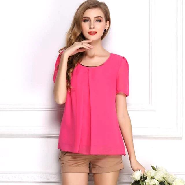 AshoreShop Summer Women's Chiffon Short Sleeve Shirt