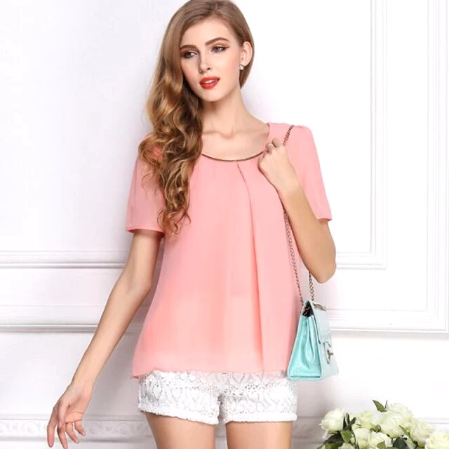 AshoreShop Summer Women's Chiffon Short Sleeve Shirt