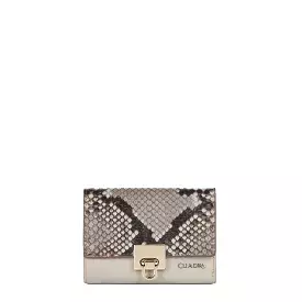 BD197PI - Cuadra  gray small fashion woven pyhon tri fold wallet for women