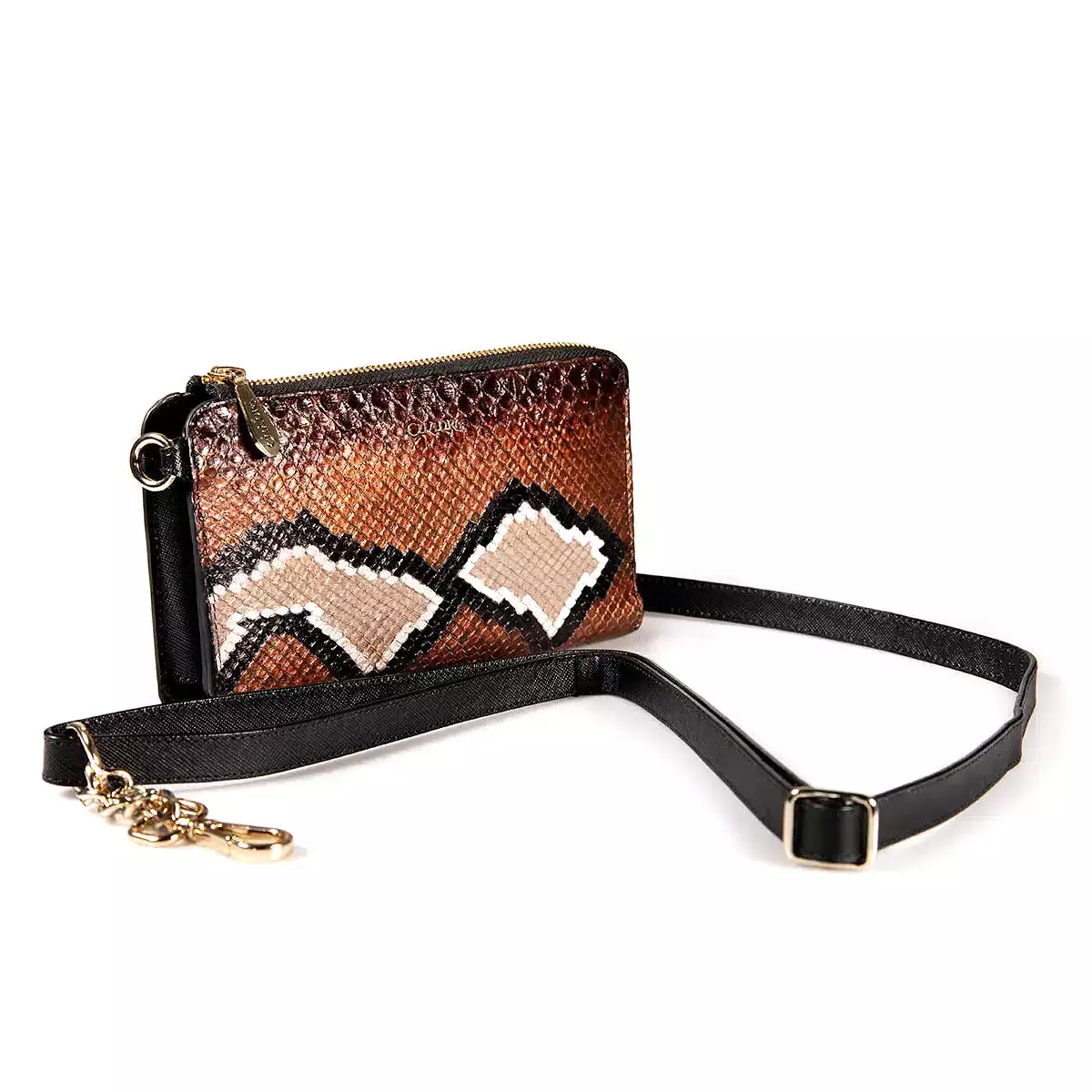 BD229PI - Cuadra brown casual fashion python wristlet wallet for woman