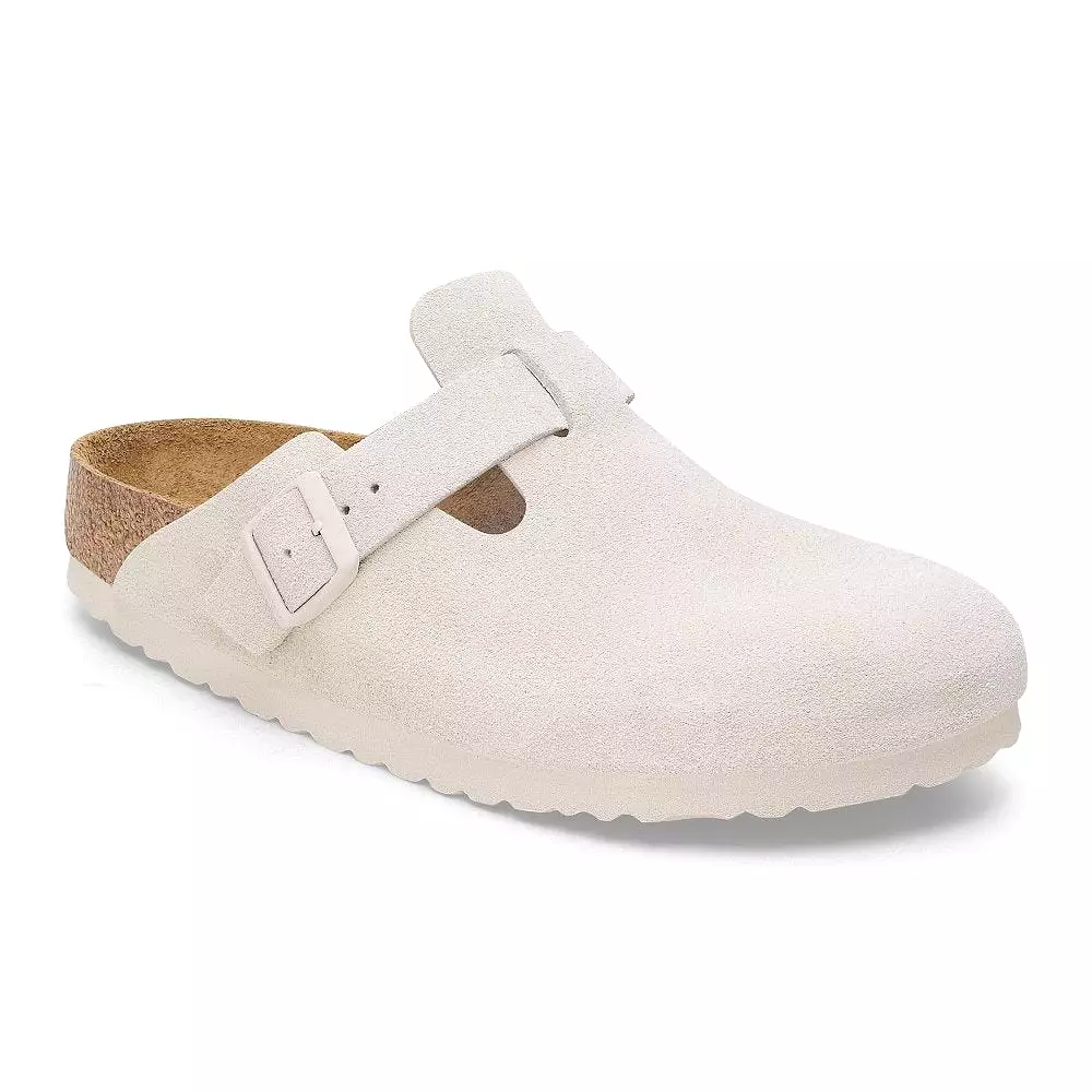 Birkenstock Women's Boston Soft Footbed - Antique White Suede