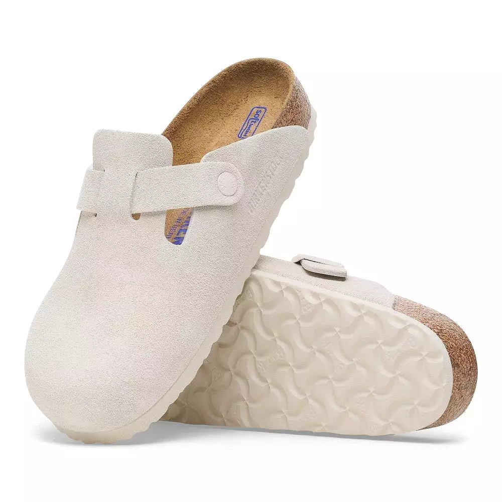 Birkenstock Women's Boston Soft Footbed - Antique White Suede