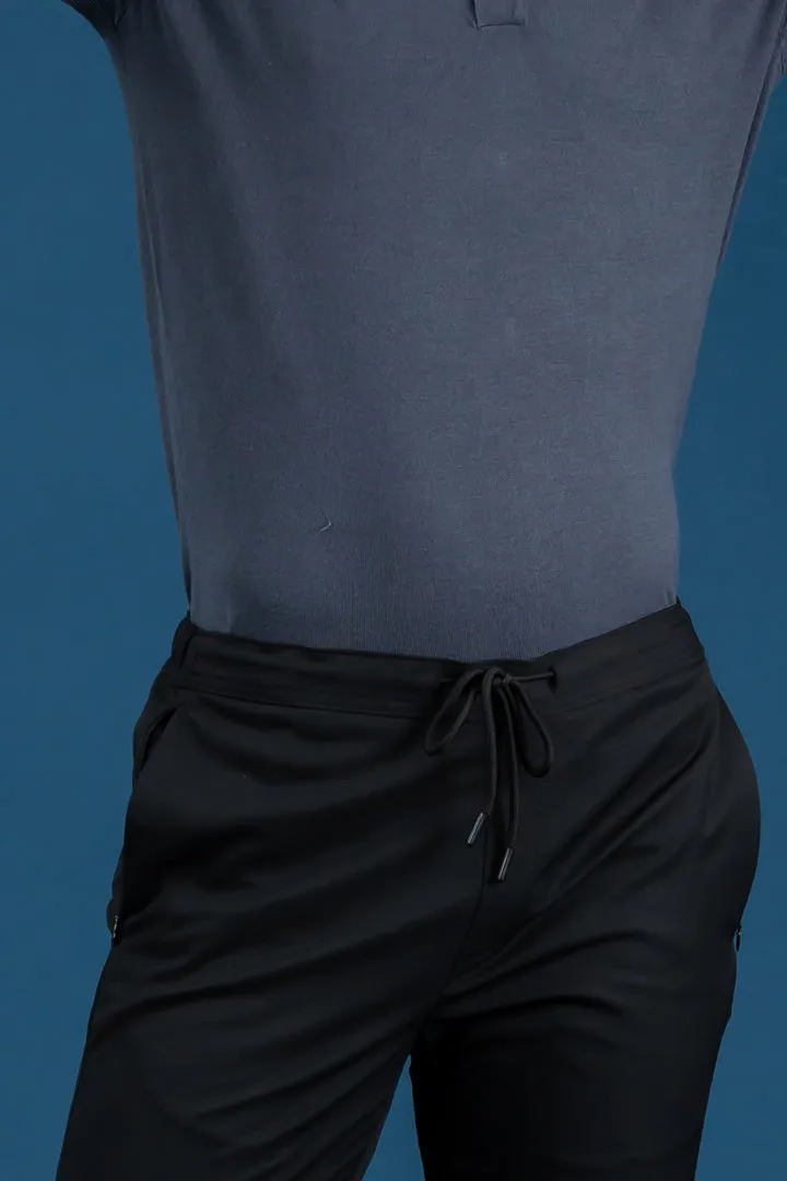 Black All Weather Essential Stretch Drawstring Shorts