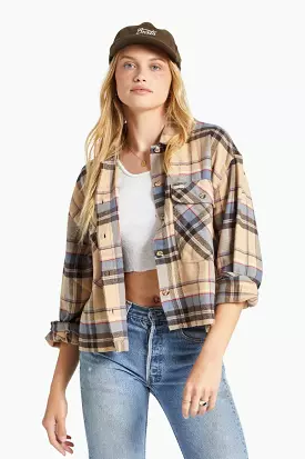 Bowery Women's L/S Flannel - Sesame/Flint Blue