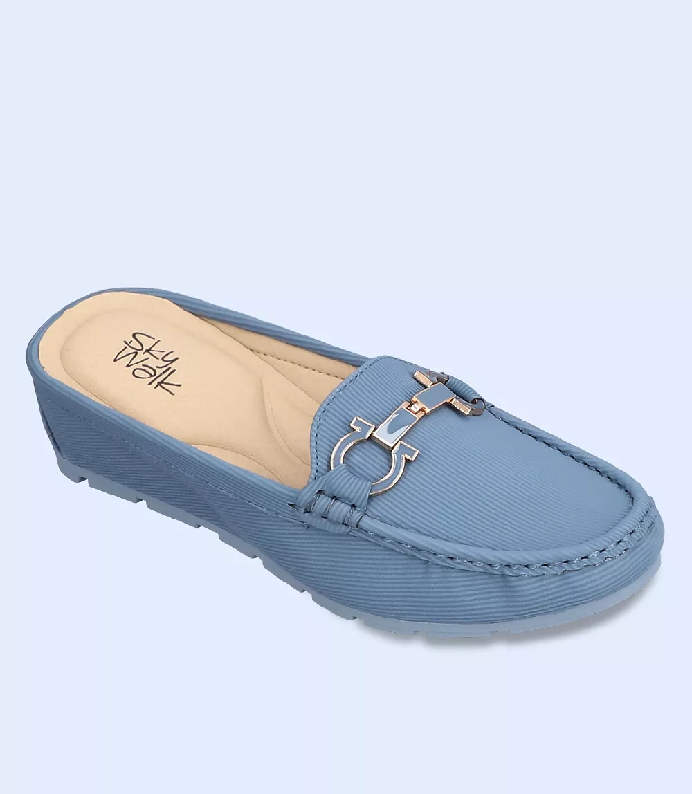 BW8283-BLUE-Women Comfort Mules