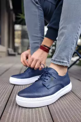 Chekich Men's Lace-up Navy Blue Shoes ch005