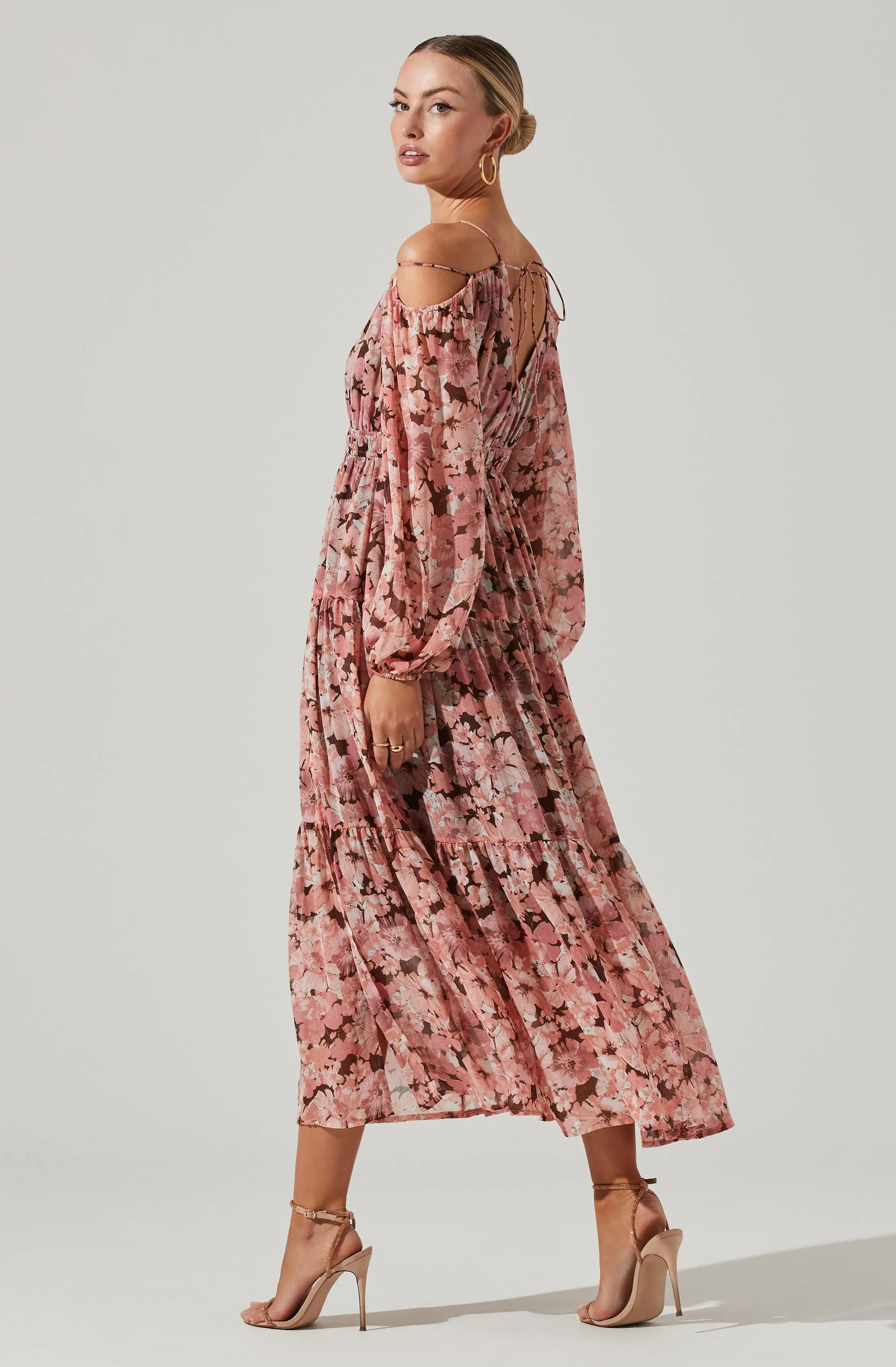 Ciri Floral Cold Shoulder Midi Dress