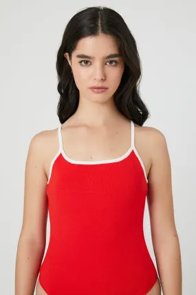 Contrast Knit Cami Bodysuit