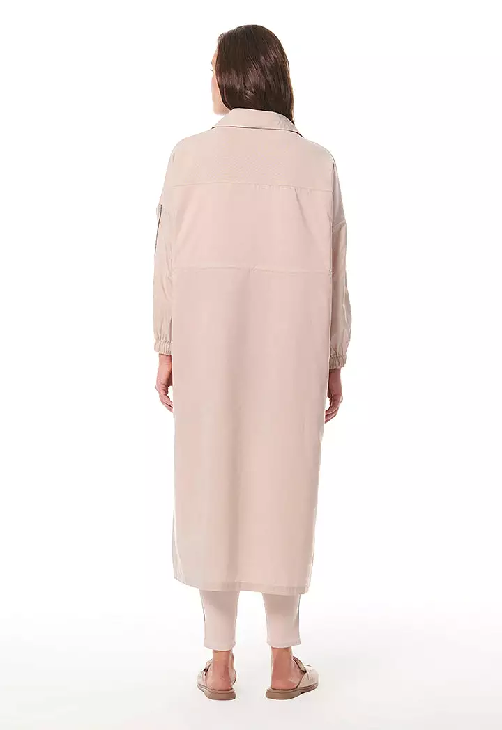 Drawstring Waist Long Jacket