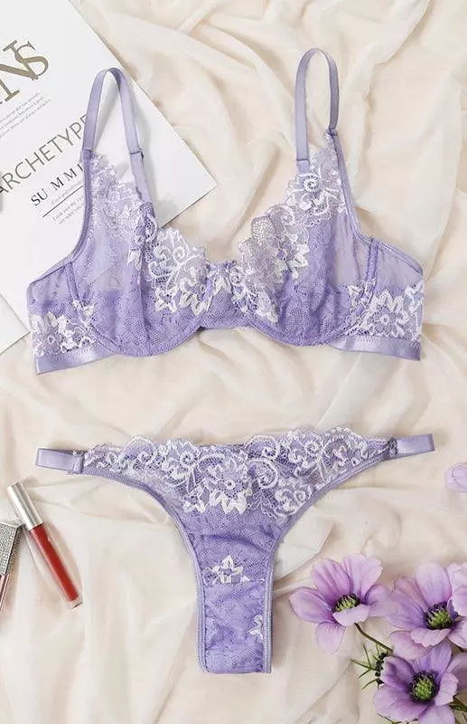 Embroidered Lace Women Lingerie Set