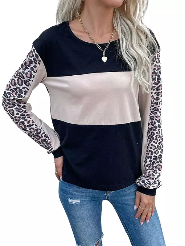 Fashion Leopard Print Loose Casual Women Top