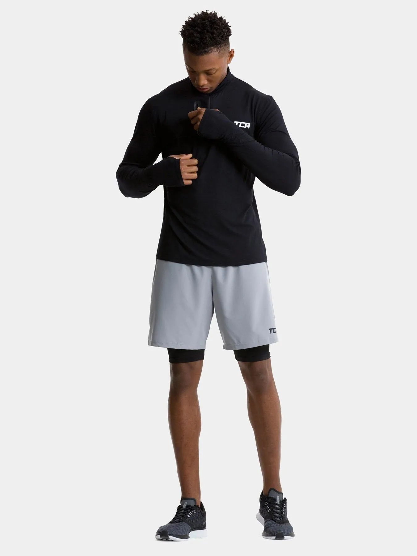 Fusion Half Zip Running Top For Men With Thumbholes & Chest Zip Pocket