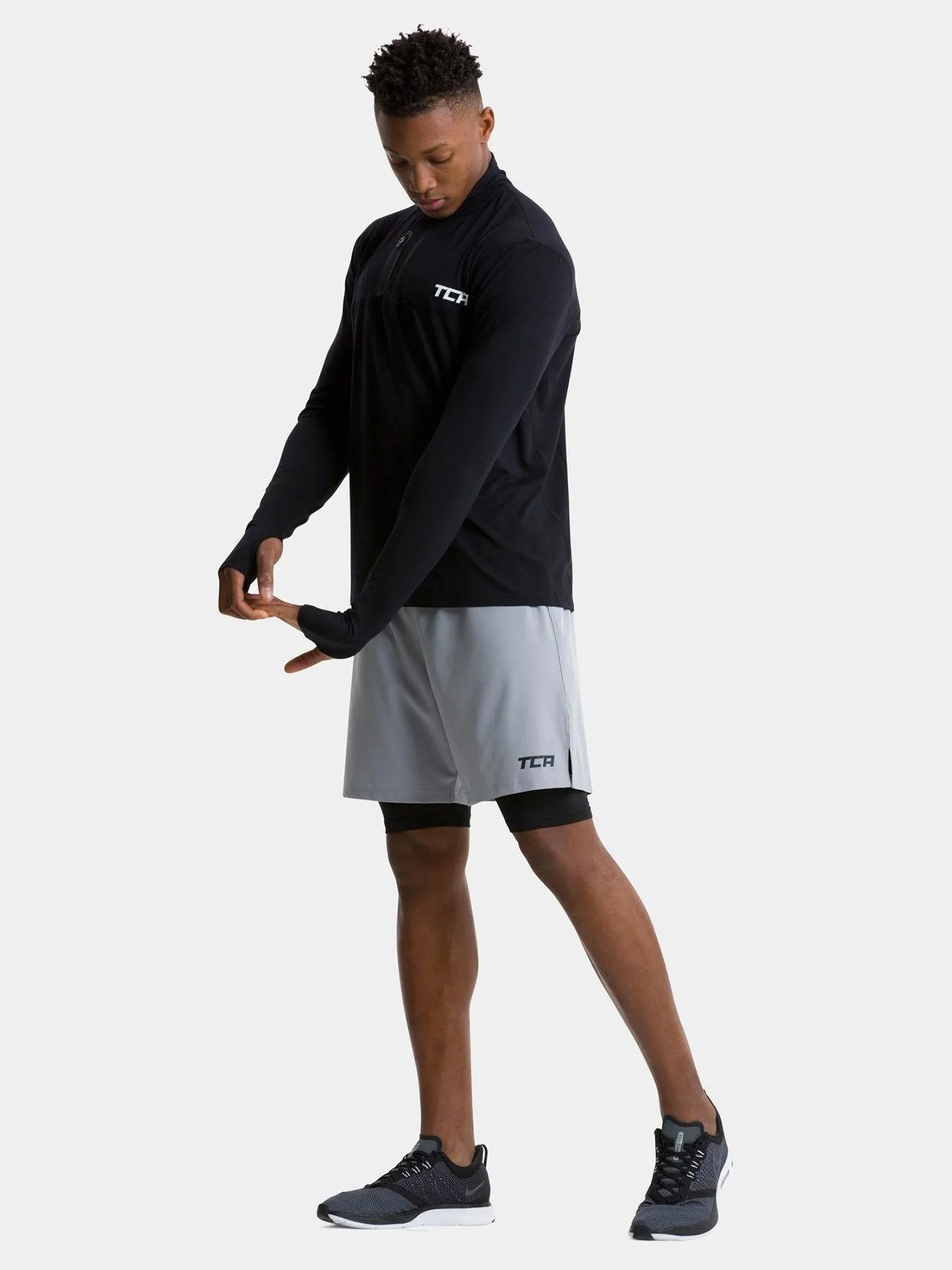 Fusion Half Zip Running Top For Men With Thumbholes & Chest Zip Pocket