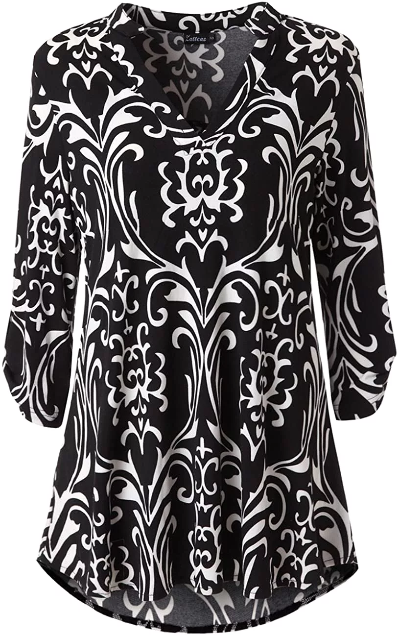 Haute Edition Women's 3/4 Sleeve Tunic Tops S-3X. Plus size available.