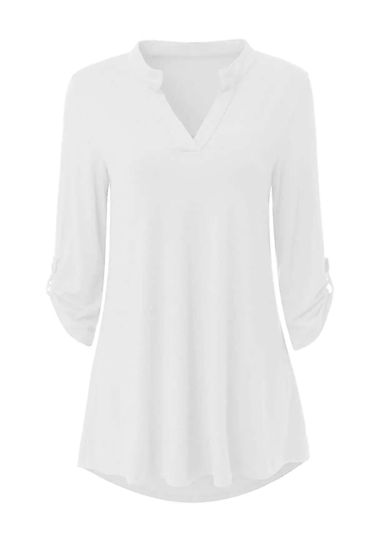 Haute Edition Women's 3/4 Sleeve Tunic Tops S-3X Solid. Plus size available.