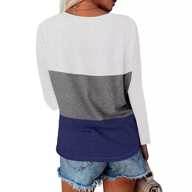 Haute Edition Women's Colorblock V-Neck Long Sleeve T-Shirt