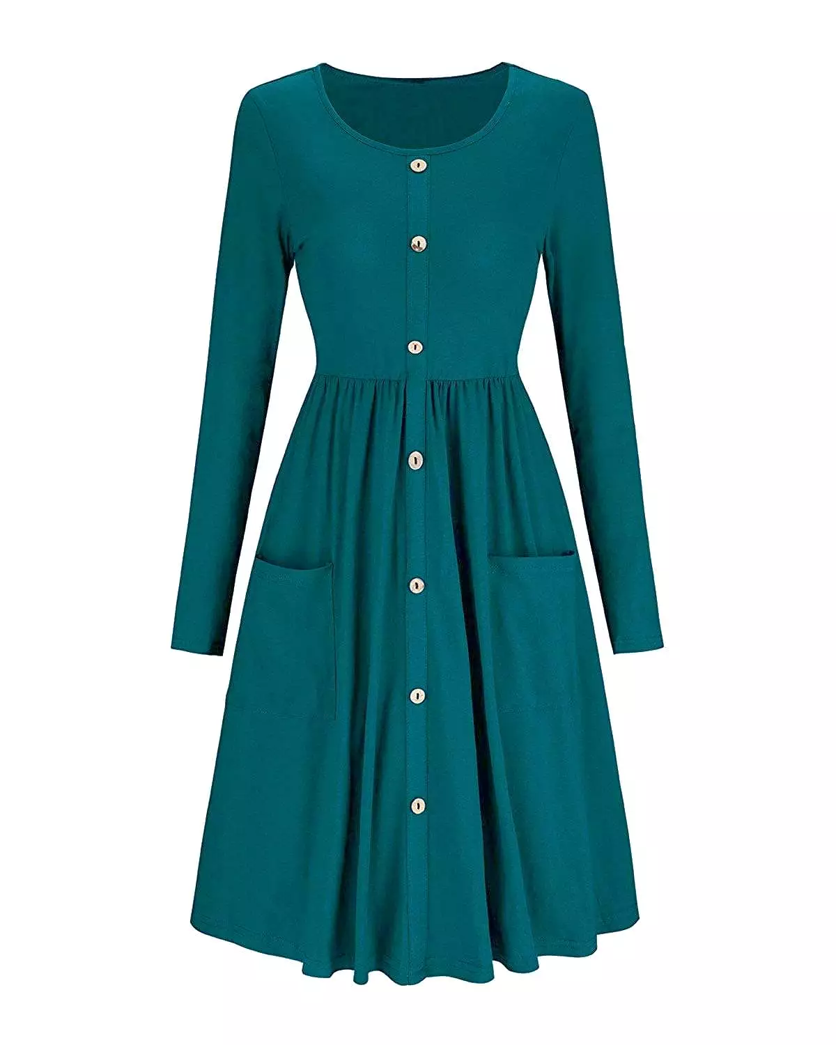 Haute Edition Women's Long Sleeve Button Down Dress with Pockets