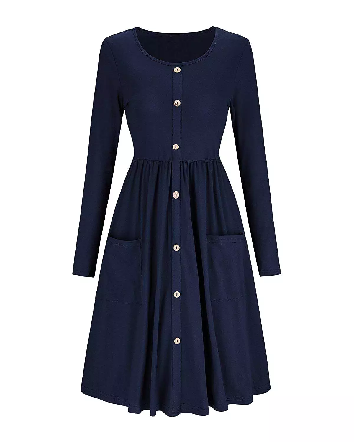 Haute Edition Women's Long Sleeve Button Down Dress with Pockets