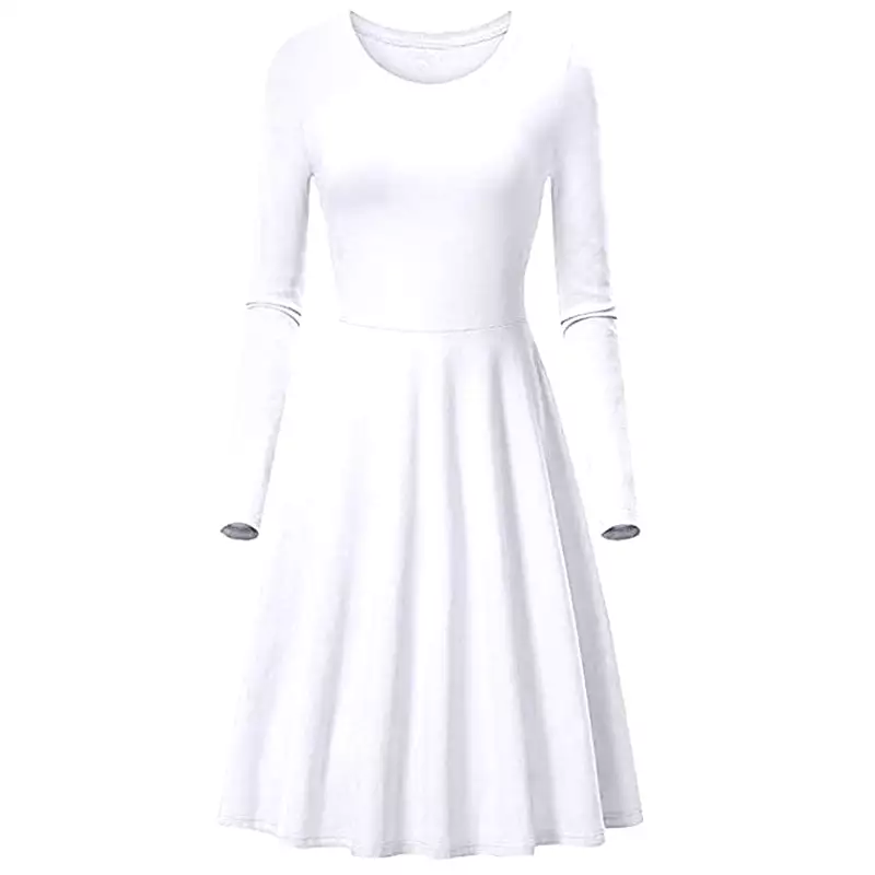 Haute Edition Women's Long Sleeve Solid Color Flared Skater Dress