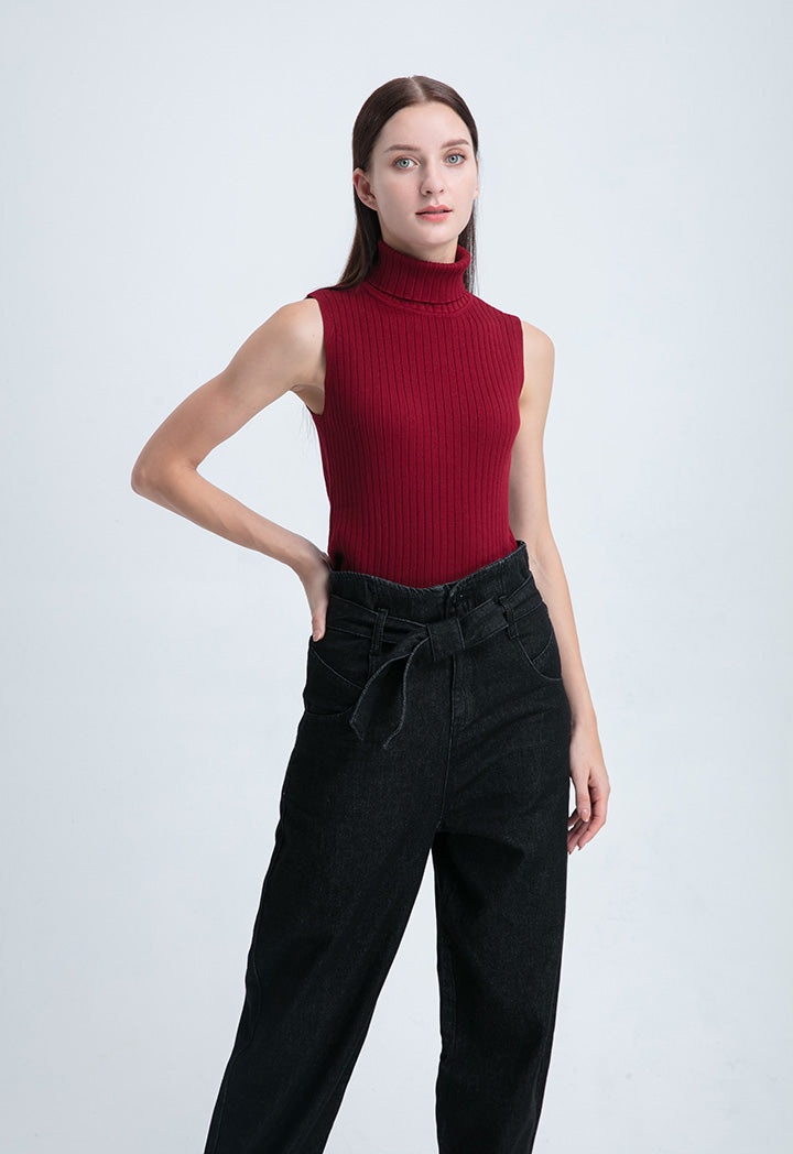 High Neck Knitted Basic Top