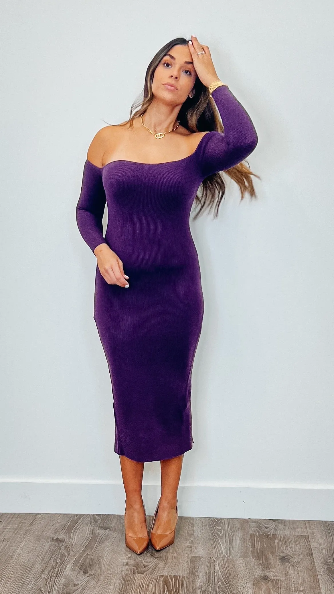 Irina Knit Dress Eggplant