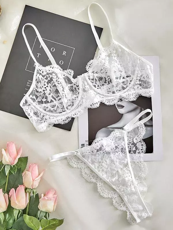 Lace See-through Sexy Women Lingerie Set