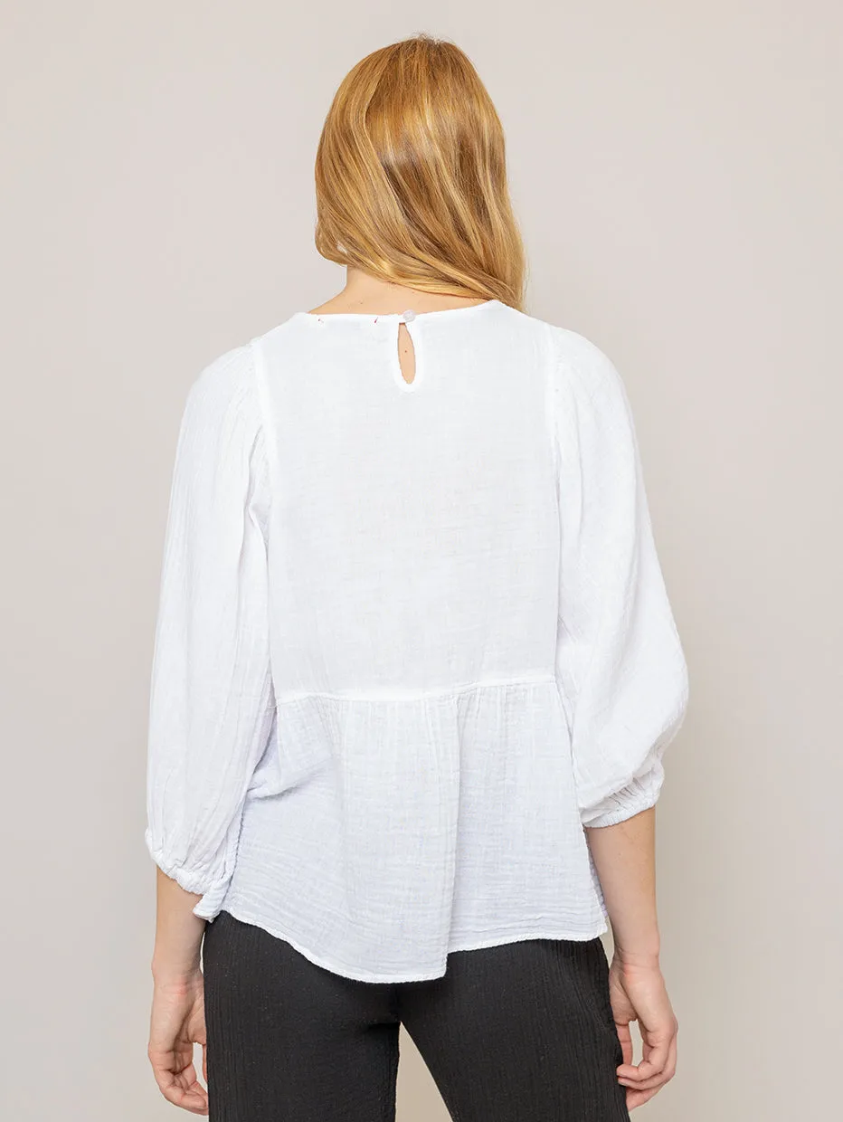 Lina Gauze Top - White