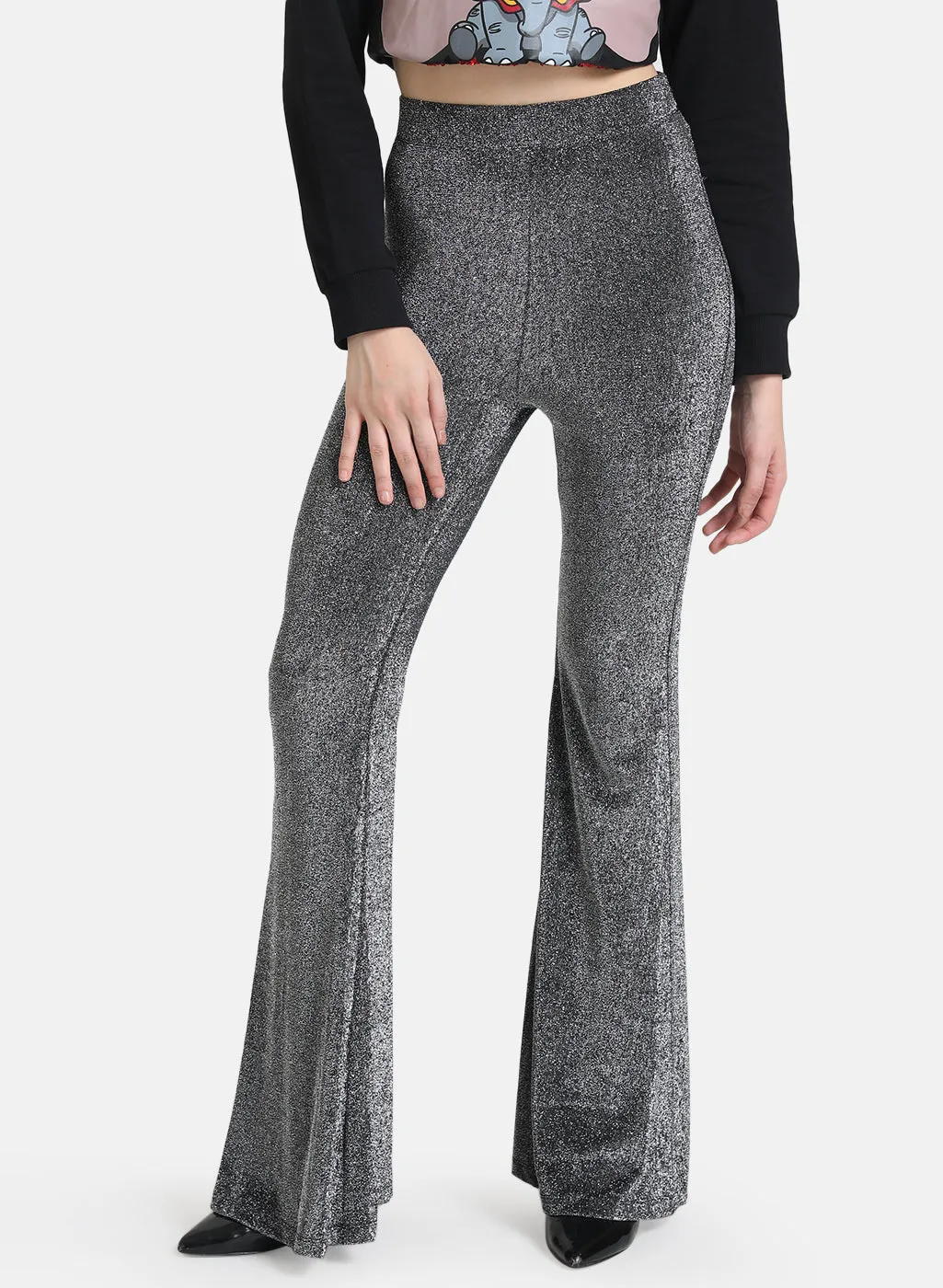 Lurex Knit Flared Trouser