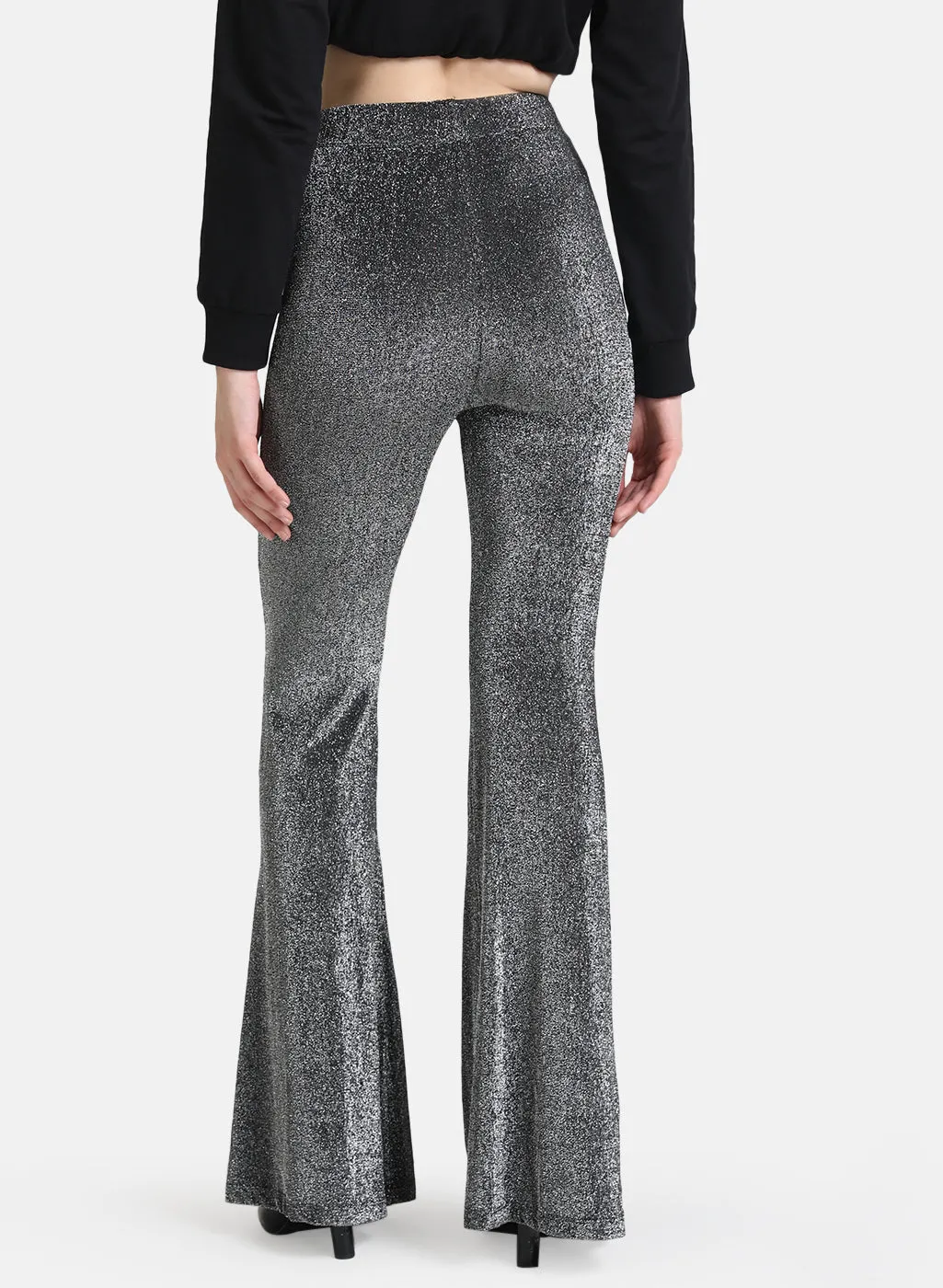 Lurex Knit Flared Trouser