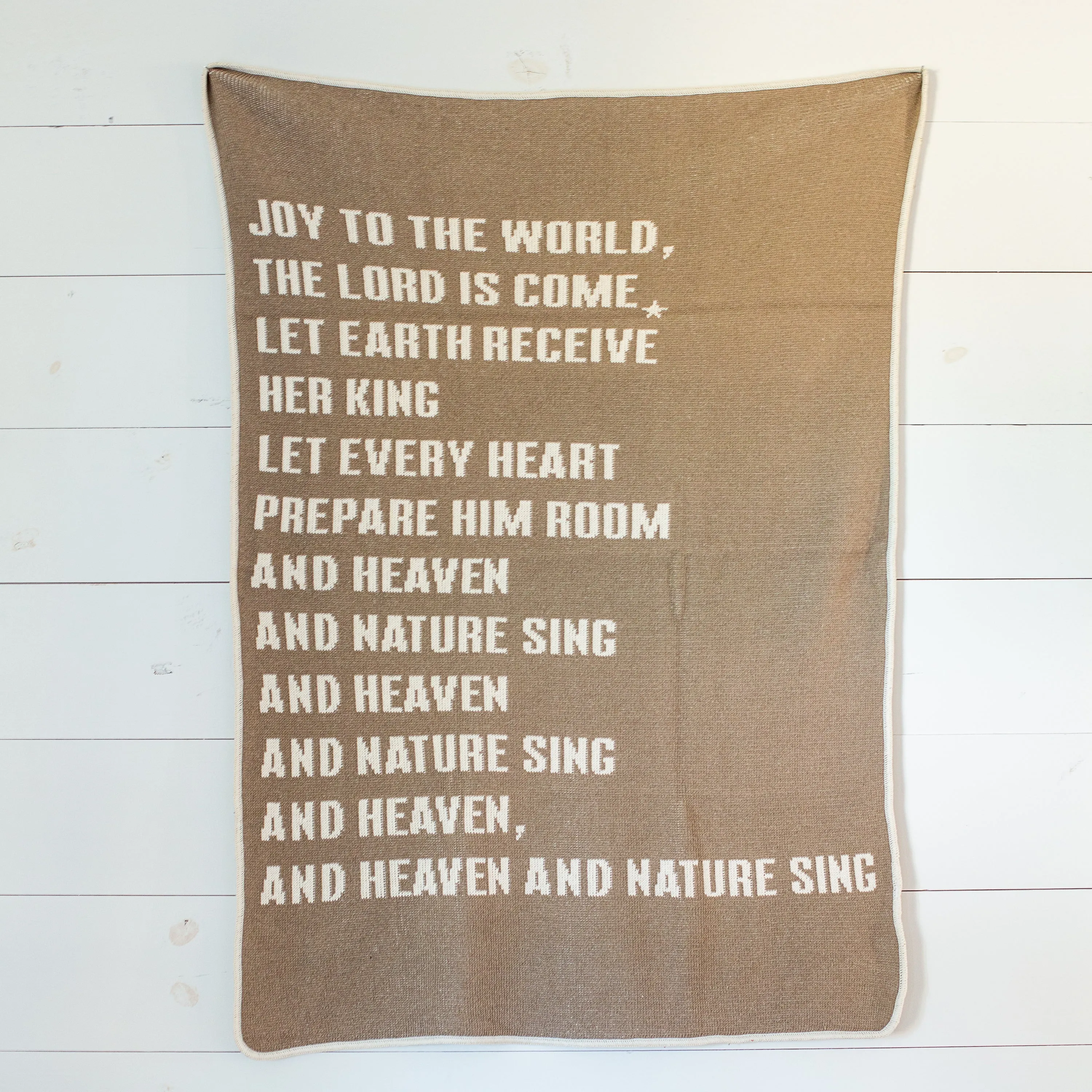 Made in the USA | Recycled Cotton Blend Joy to the World Block Throw Blanket