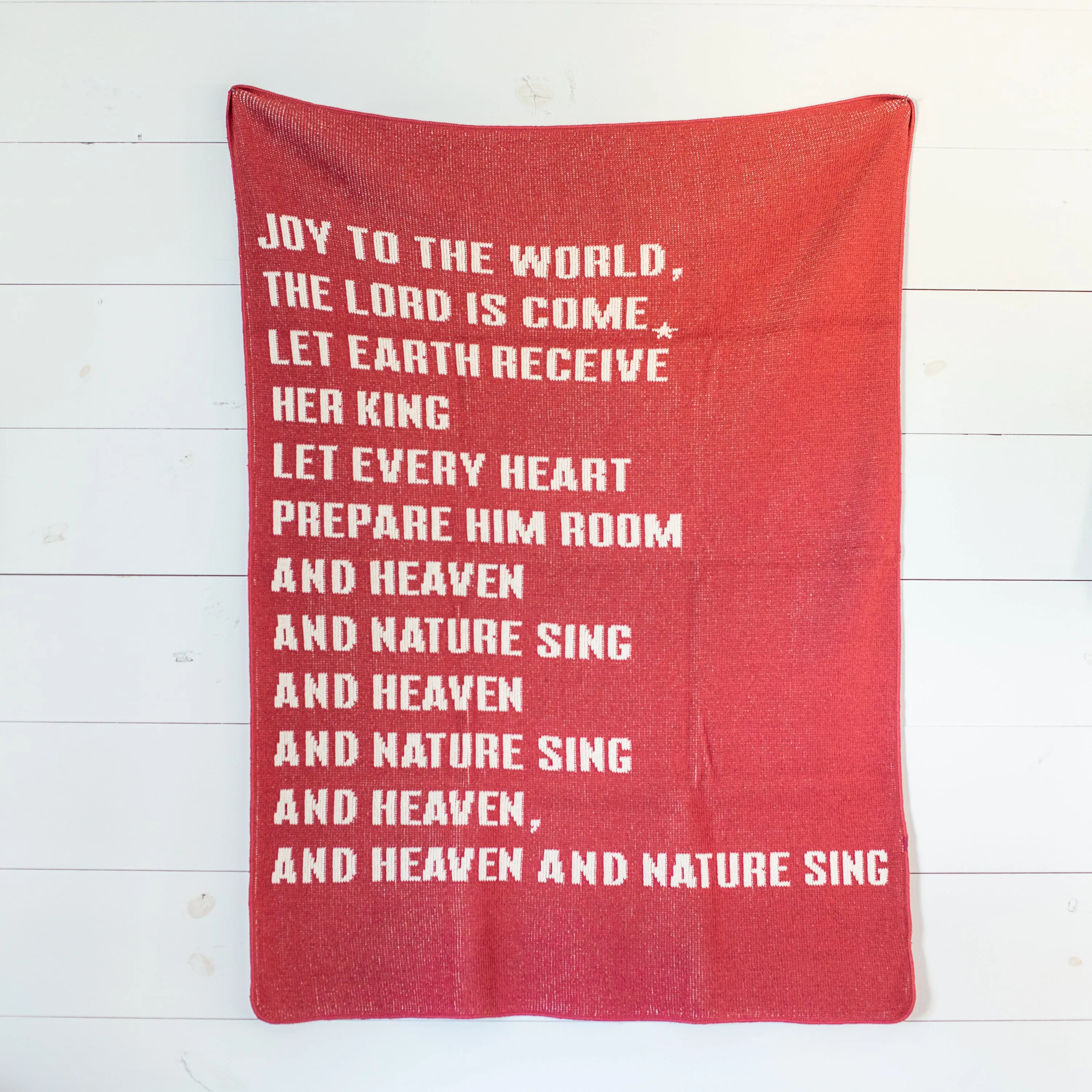 Made in the USA | Recycled Cotton Blend Joy to the World Block Throw Blanket