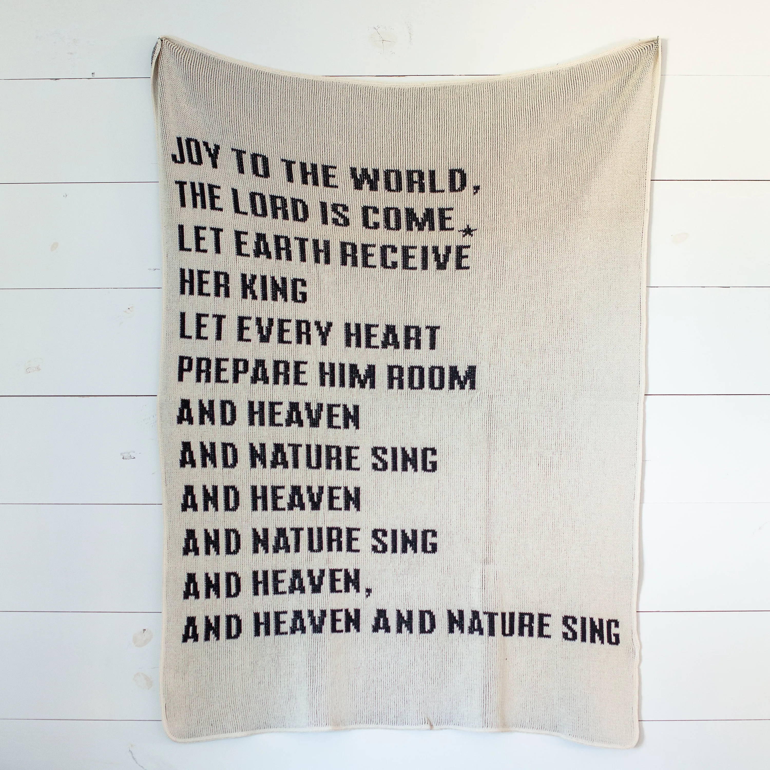 Made in the USA | Recycled Cotton Blend Joy to the World Block Throw Blanket