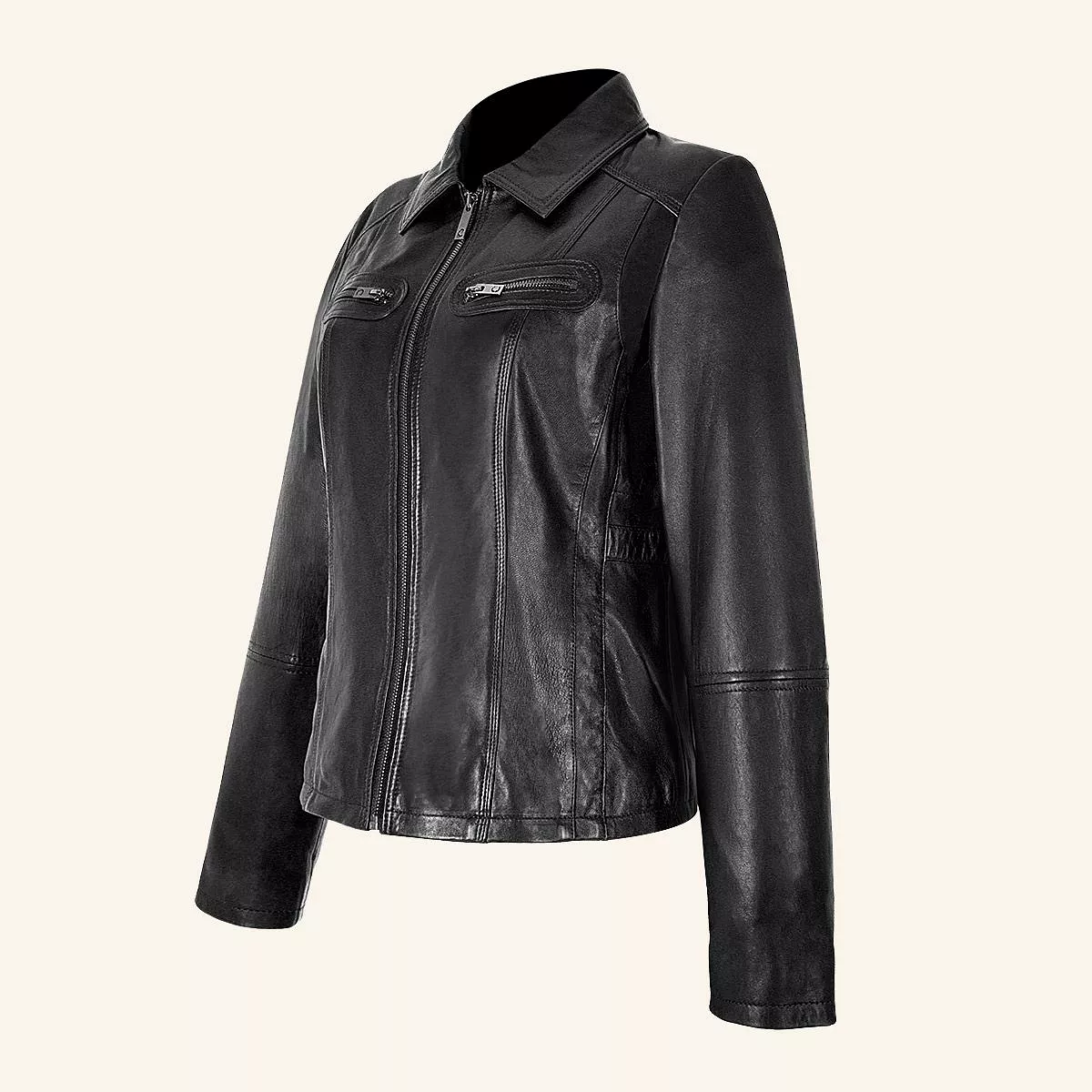 MCMP004 - Cuadra black dress casual fashion sheepskin leather jacket for women