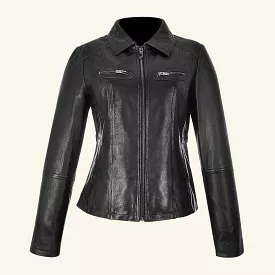 MCMP004 - Cuadra black dress casual fashion sheepskin leather jacket for women