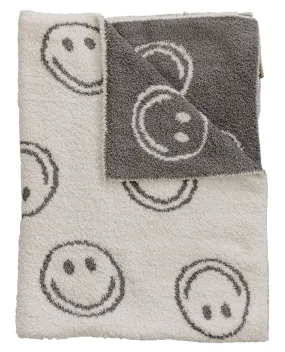 MEBIE BABY SMILEY CHARCOAL PLUSH BLANKET | THREE SIZES