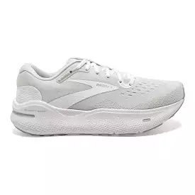 Men's Brooks Ghost Max, White/Oyster/Metallic Silver, 14 2E Wide