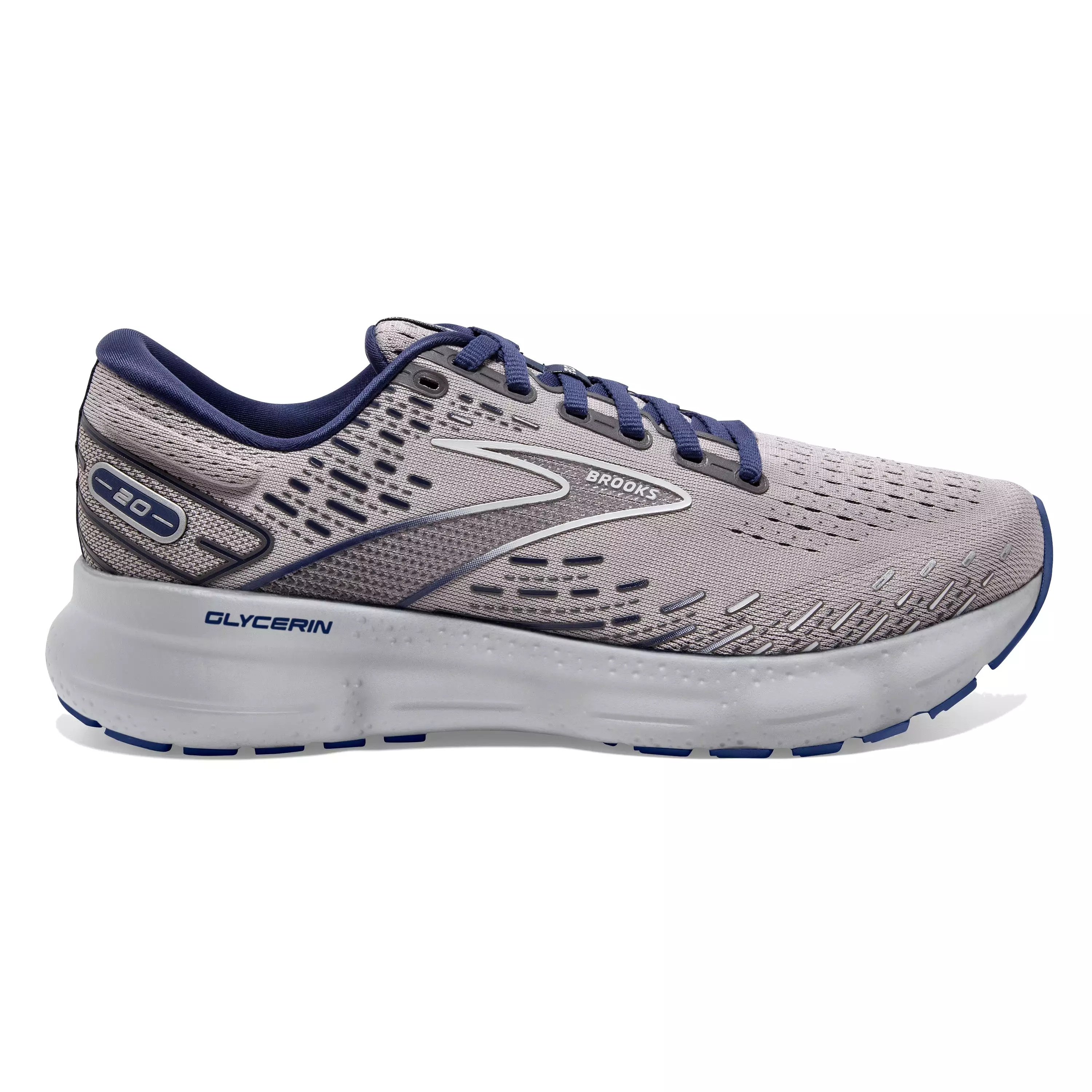 Men's Brooks Glycerin 20, Alloy/Grey/Blue Depths, 9 D Medium