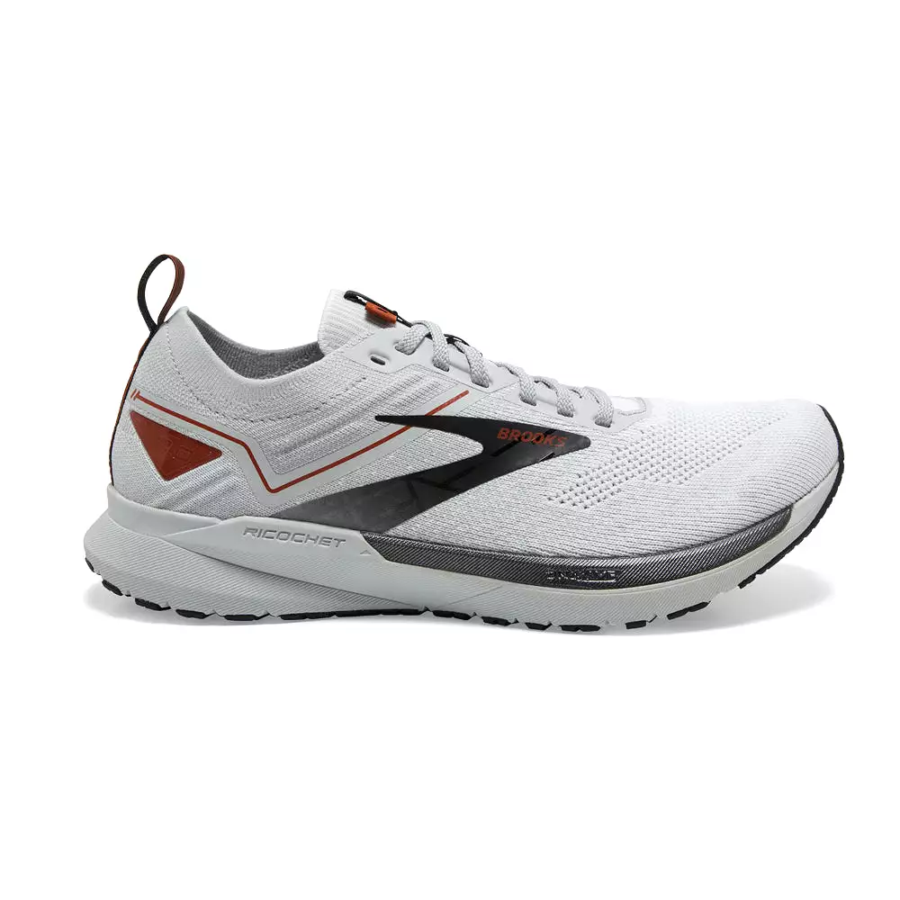 Men's Brooks Ricochet 3, White/Grey/Cinnabar, 11 D Medium