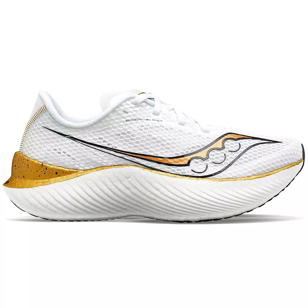 Men's Saucony Endorphin Pro 3, White/Gold, 10.5 D Medium