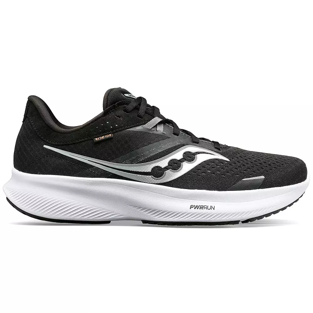 Men's Saucony Ride 16, Black/White, 10.5 2E Wide