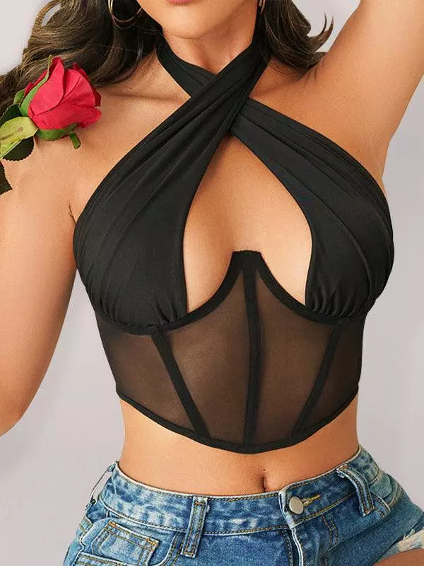 Mesh Strap Sexy Lingerie Top