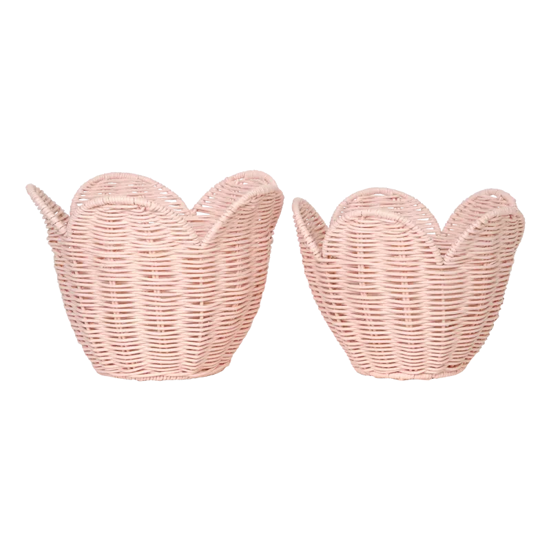 Olli Ella Rattan Lily Basket Set - Blush