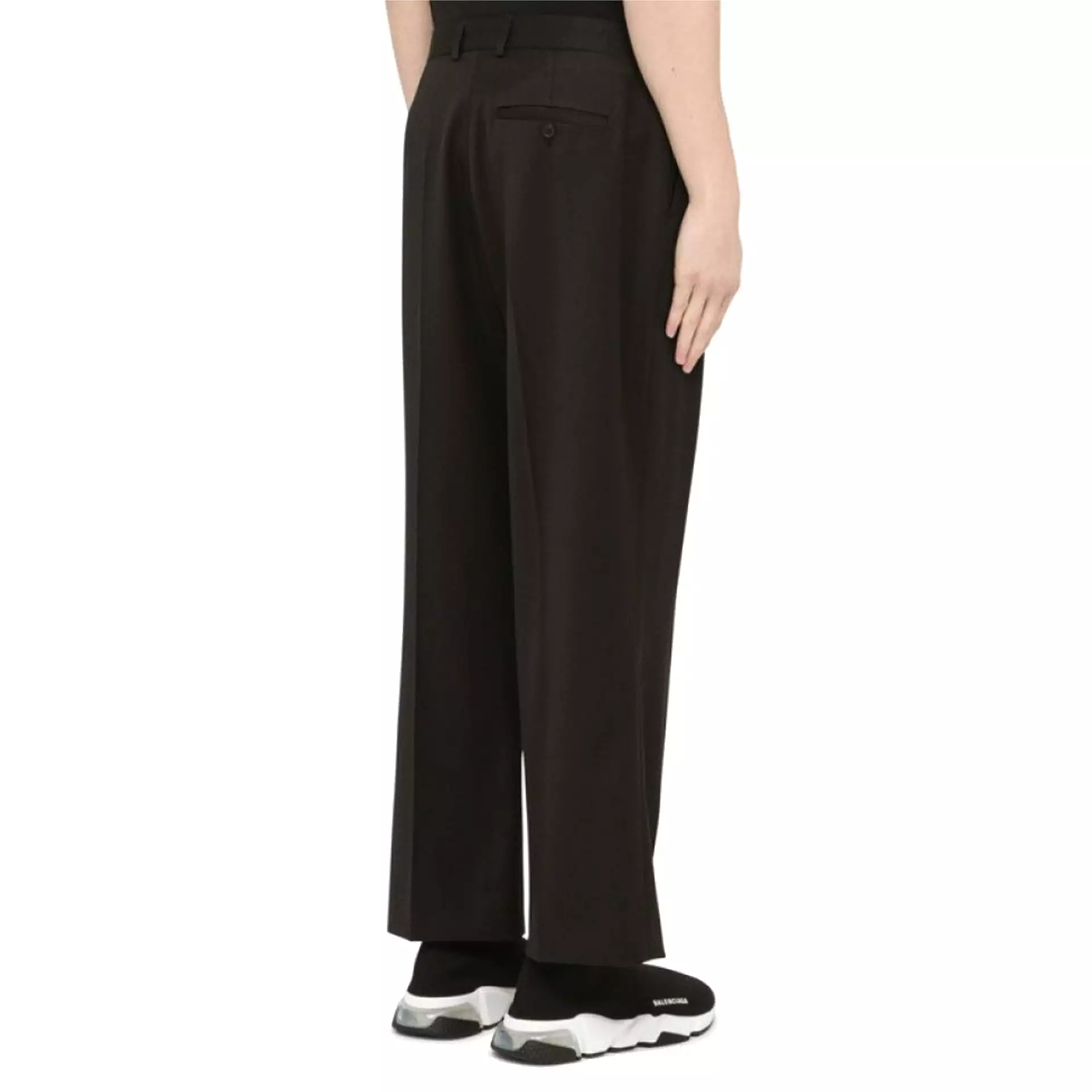 Pantaloni in lana con logo Balenciaga