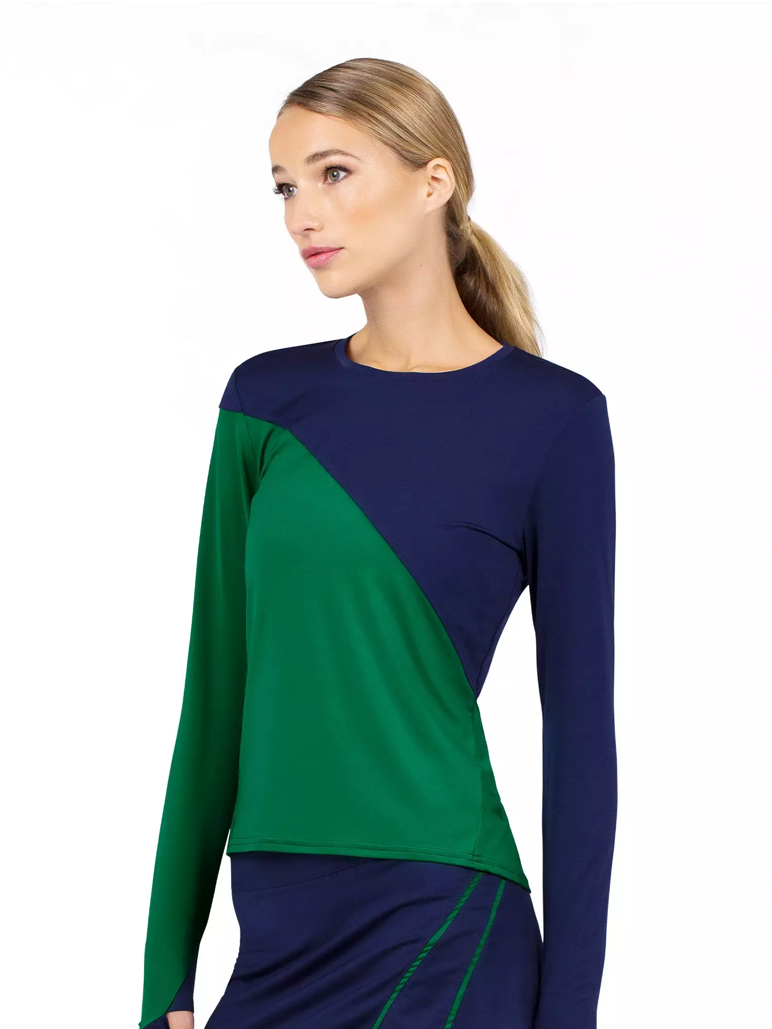 Parker Long Sleeve Crew Neck Top - Ivy/Ink